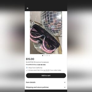 Black pink sunglasses ombre glass rhinestones